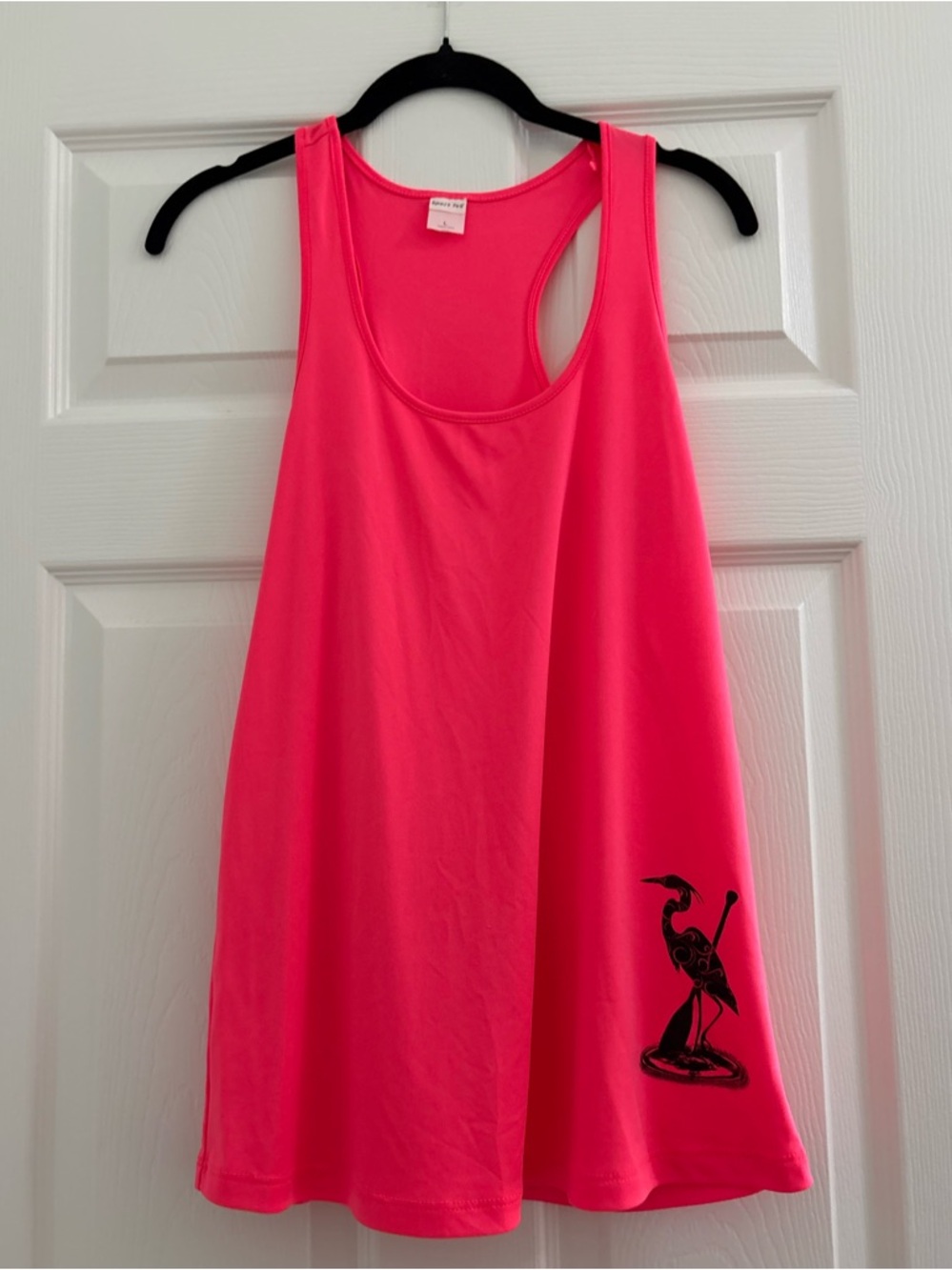 Women's Hot Pink Racerback Tank Top with Heron Detail